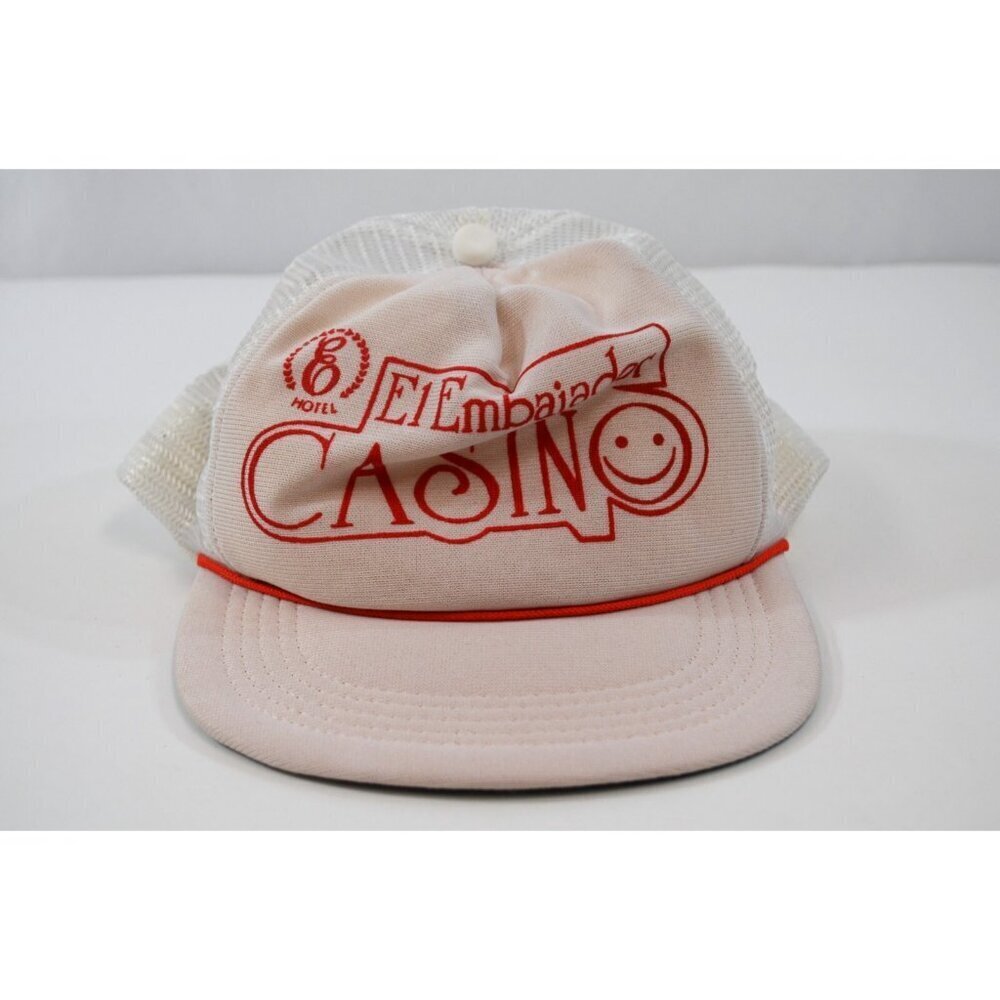 El Embajador Casino Hat Mesh Snapback Santo Domingo Dominican Republic White Vtg